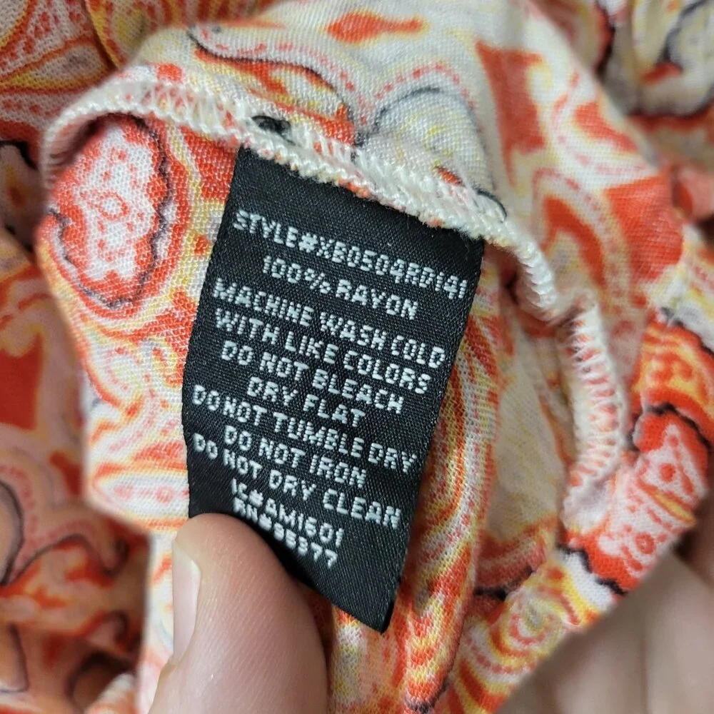 Sanctuary Sz S Orange & White Long Sleeve Blouse V-Neck Strings Peasant Top - Picture 6 of 6